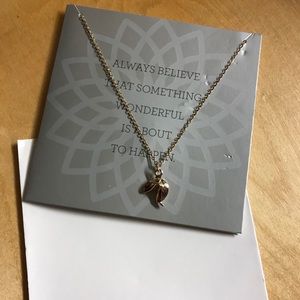 Gold fortune cookie necklace